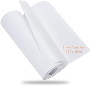 New brothread Sticky Self-Adhesive Tear Away Embroidery Stabilizer Backing 12" x10Yd (30.5cmx9M) roll - Medium Weight for Napped Fabric & Hoop Less Embroidery