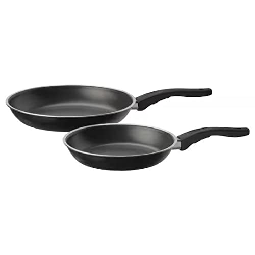 IKEA Kavalkad Frying Pan - Juego de 2 recipientes para freír (teflón, revestimiento antiadherente), color negro