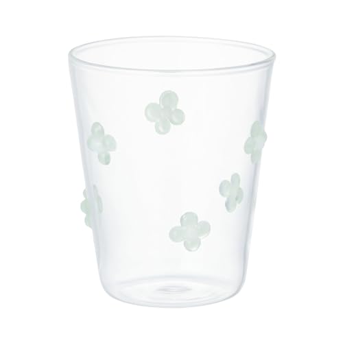 Francfranc フランフラン フラワーガラスタンブラー グリーン グラス コップ 新生活 引越しのサムネイル