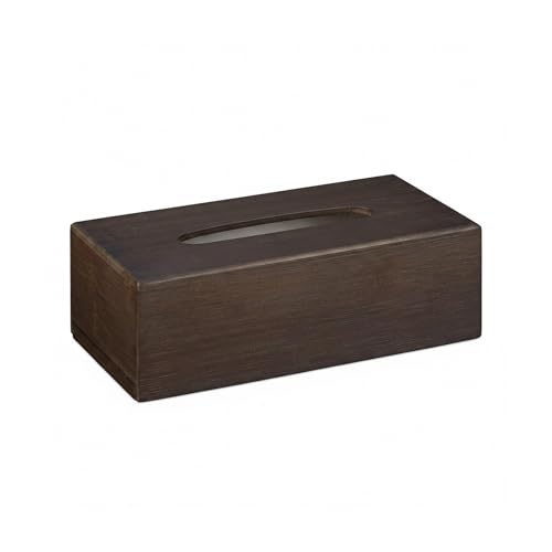 Relaxdays Tücherbox Bambus, Taschentuchbox mit Schiebeboden, Tissue Box für Taschentücher, HBT: 8,5x24x13cm, dunkelbraun