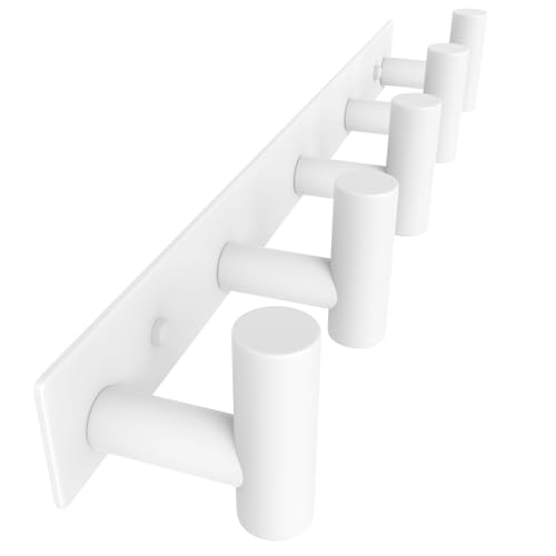 Image of VAEHOLD Hat and Coat Wall Mount Rack - Hooks for Robes, Bags, Keys, and Towels - Bathroom Towel Hanger Organizer (White, inchT inch Shape 5 Hooks 1 Pack)