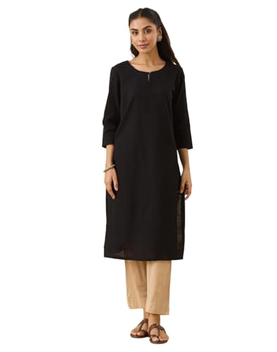 Image of Fabindia Women's Cotton Solid Long Kurta