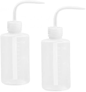Dokpav 2 PCS Plastic Wash Bottle, Safety Squeeze Bottle, Plant Flower Watering Cans, Wash Bottle with Narrow Mouth, Plastic Bent Tip Squeeze Bottle for Lab, Gardening and Tattoo Supplies(500ml/ 17oz)