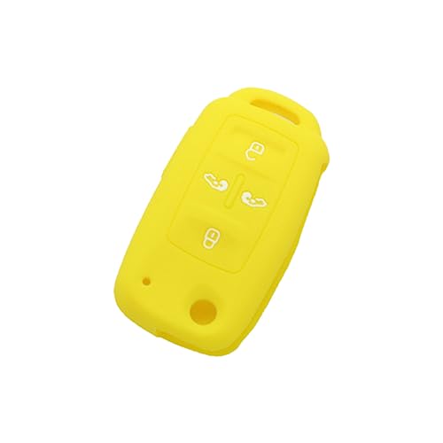 BROVACS Silicone Cover Protector Case Holder Skin Jacket Compatible with VOLKSWAGEN Sharan Caravelle SEAT 5 Button Flip Remote Key Fob 4+1 BTN CV4806 Yellow - Image 2