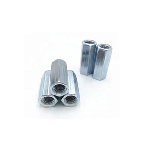SeroNi 2/5 PIÈCES M3 M4 M5 M6 M8 M10 M12 M14 M16 M20 Couplage De Tige Écrou Hexagonal en Acier Galvanisé Long Écrou Hexagonal Raccord Filetage Écrou(M4 5PCS,L 10mm)