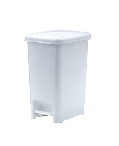 Superio 10.5 Gal Slim Step On Pedal Plastic Trash Can, Waste Bin For Under Desk, Office, Bedroom, Bathroom- 42 Qt White #TOP19