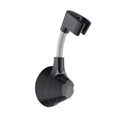 YERTAA Suction Shower Head Holder (Black), 120-Degree Adjustable Rotation, Silver-Plated Surface, Stainless Steel Frame, Suitable for Smooth Surfaces