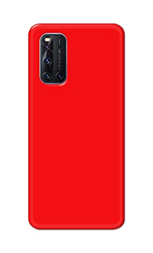 Image of Printed Hard Back Cover Case for Vivo V19 Back Cover (Plain Red) -1803