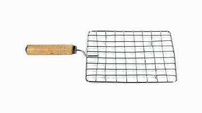 LEGION Roster Roti Papad Chapati Toast brinjal Chicken paneer tandoor (baingan) Wooden Handle Stainless Steel net Roaster (Square) 1 kg Roaster (Silver, Brown)-image-30