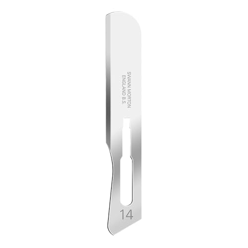 Swann Morton Surgical Scalpel Blade #14 - Sterile Dermaplane Blade for Face, Dermaplaning for Women & Men, Carbon Steel, Beauty Tools for Estheticians - Individually Wrapped, Box of 100