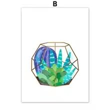 LIRHIQYGF Kaktus-Sansevieria-Pflanzen, Hängekorb-Wandbild, Leinwandgemälde, nordische Poster, Wandbilder für Wohnzimmerdekoration (60 x 90 cm x 3/Rahmen)