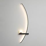 Modern LED Metal Wall Sconce - Arc Wall Light for Bedroom and Living Room Decor, 3 Color Temperatures, 105Cm Black (Left & Right)