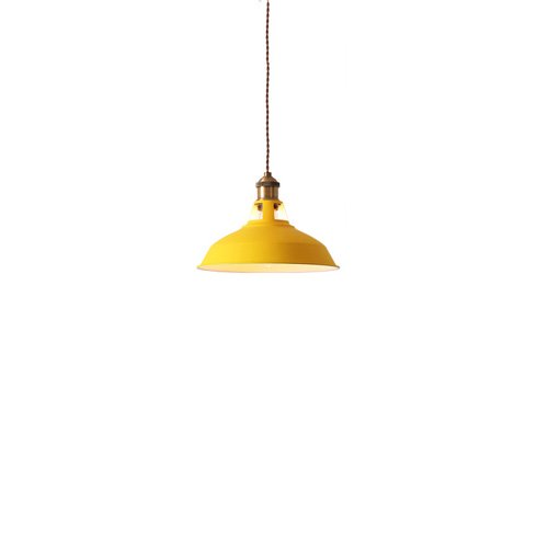 Lustre coloré en fer jaune suspension à 1 lampe pour couloir et restaurant