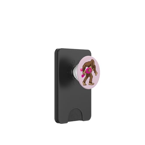 Funny Bigfoot Breast Cancer Awareness Month Gift Pink Ribbon PopSockets PopWallet per MagSafe