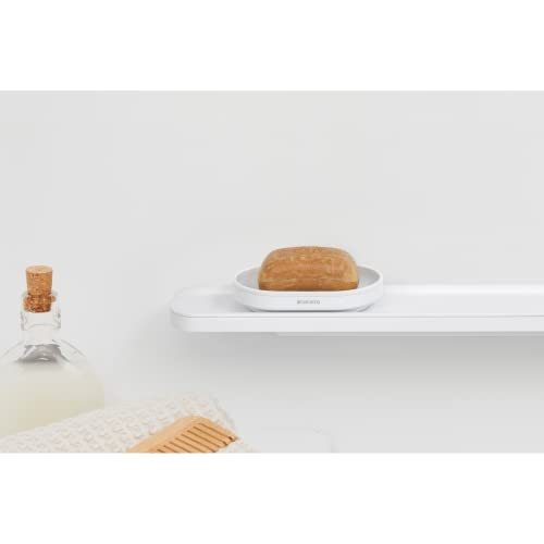 Image of Brabantia Mindset Soap Dish (Mineral Fresh White) Anti-Rust Metal, Non-Slip Basin Soap Tray Holder for Bathroom, Shower, Kitchen Sink