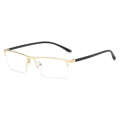 Image of Anti Blue Light Glasses Metal Frames Rectangle Semi-Rimless Computer Gaming Eye-glasses Clear Lens