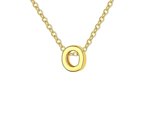 Collar para mujer con letra O inicial con Hermosa caja de regalo. Acero inoxidable Colgantes con letras bisutería barata sobre con mensaje original Amigos Novios (O - Dorado)