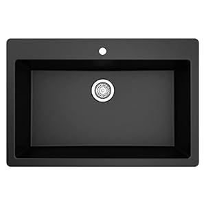 Karran QT 812 Top Mount 33 in Large Single Bowl Quartz Kitchen Sink in Black