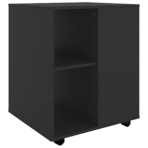 vidaXL Rollschrank mit Fächern Rollcontainer Büroschrank Aktenschrank Bürocontainer Schrank Büro Druckerschrank Schwarz 60x53x72cm Holzwerkstoff