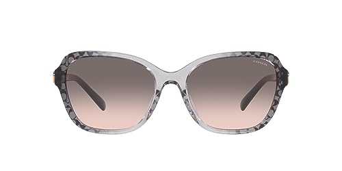 Coach HC8349U Universal Fit Sunglasses, Grey Gradient Signature C/Grey Pink Gradient, 56 mm -  0HC8349U57103B56