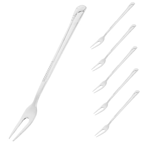 CIYODO 6pcs Stainless Steel Fruit Fork Olive Fork Food Fork Appetizer Crab Dinner Fork Food Picks Cocktail Crab Essential Serving Fork Forks Dessert Fork 304 Stainless Steel Silver