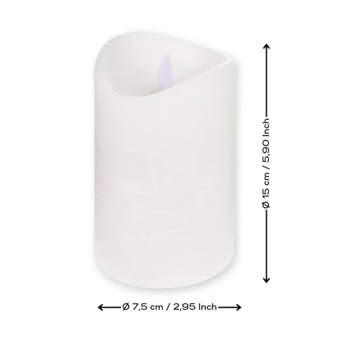 ToCi 4 x LED Candles White Diameter 7.5 x 15 cm, Real Wax Candles Flameless with Moving Flame & Timer - Image 2