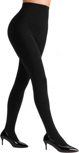 Image of DancMolly Opaque Fleece Lined Tights for Women, High Waist Warm Winter Thermal Control Top Pantyhose