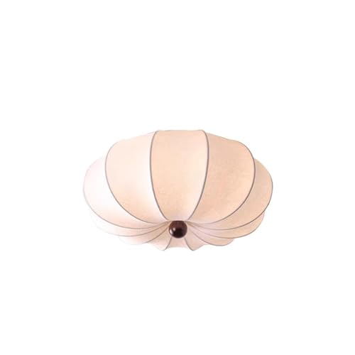 Plafonnier boule bois 6000K lustre tissu rétro à éclairage puissant
