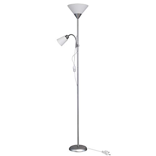 Piantana lampada LED da terra 2 luci E27 braccio flessibile lettura divano 230V