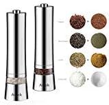 Pepper Grinder, Pink Salt Mill, Stainless Steel Salt and Pepper Mill Set, Electronic Salt Grinder with Adjustable Ceramic Coarseness, 0.6oz Capacity, Elegant Silver