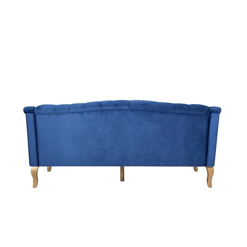Image of Christopher Knight Home Minxi Velvet Upholstered 3 Seater Sofa Couch, Wooden Home Sofa Living Room, Comfy Cloud Couch for Bedroom, Home Office, Button Tufted with Diamond Stitching, Dark Blue