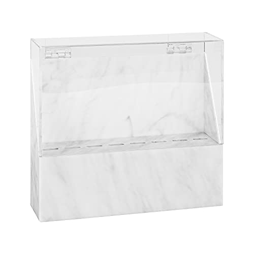 Buqikma 8 Holes Eyelash Tweezers Storage Stand Holder with Dust Cover for Eyelash Extensions Acrylic Tweezers Display Box Organizer Supplies Make up Tools for Home and Salon (White)