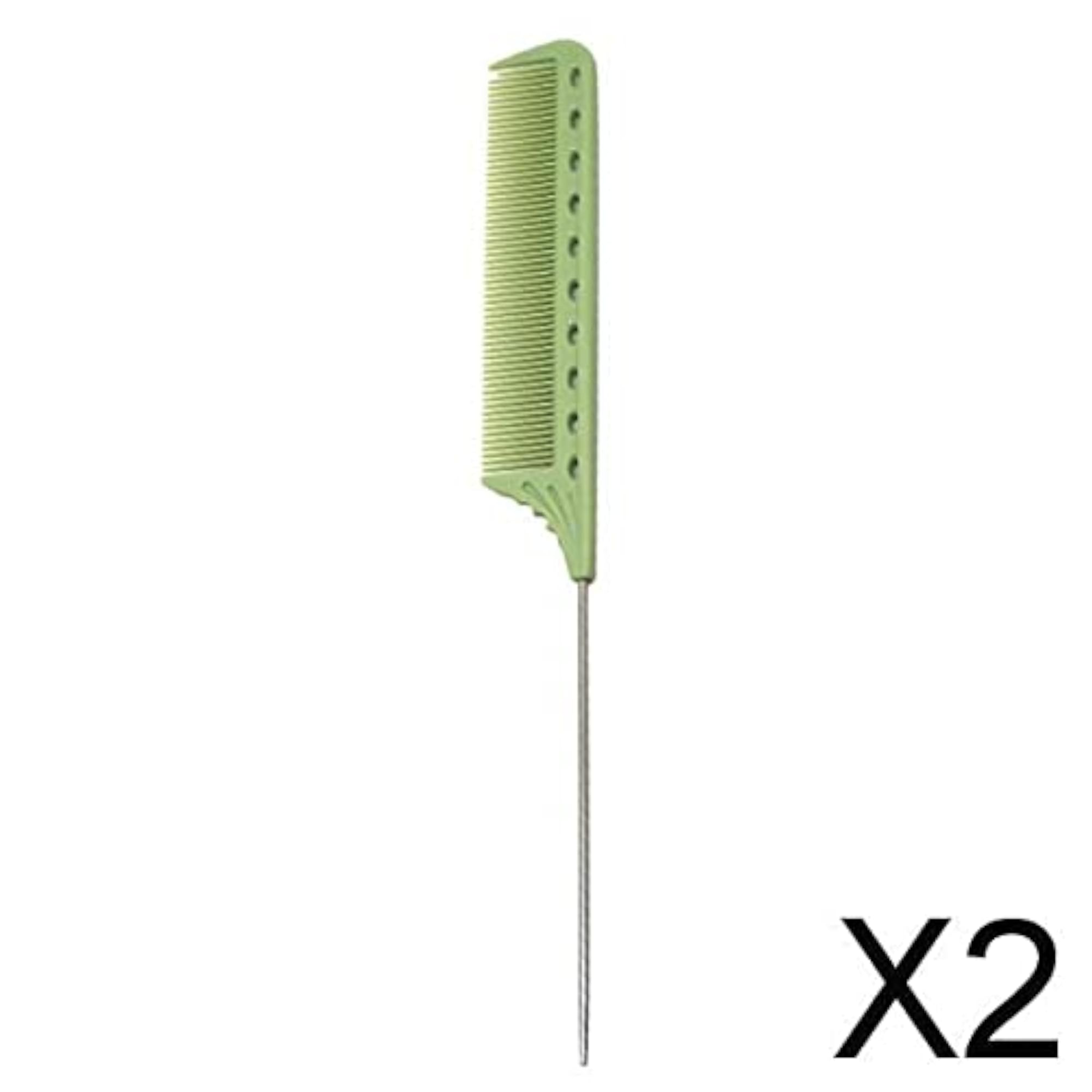 2xHighlight Comb Hair Salon Dye Comb Hairdressing Antistatic Tail Comb Green