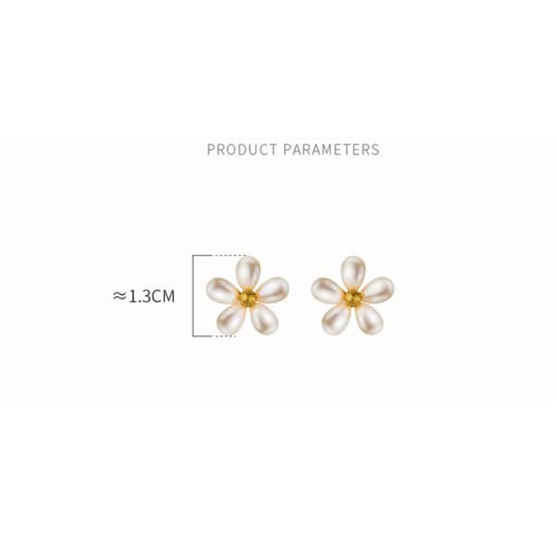 Boucles d'oreilles perle en argent 925 et fleur ciselée main