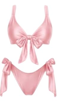 Women’s Babydoll Bikini Set with Bow Tie Front Top and Side-Tie Bottoms Two-Piece Swimsuit Lightweight Stylish Beachwear Fashion Outfit Free Size-image-36
