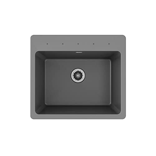 Best Seller Elkay Quartz Classic ELG252212PDGY0 Dusk Gray Single Bowl Top Mount Laundry Sink with Perfect Drain