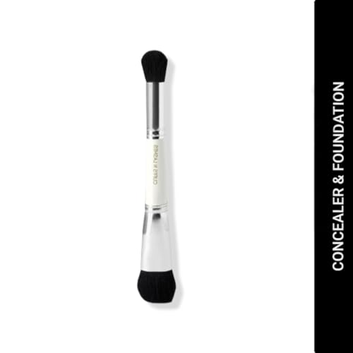 Image of Cuffs N Lashes Dual Makeup Brush | 2-in-1 Concealer &Foundation Brush | Seamless Blending for Liquid &Powder | Soft Premium Bristles | Travel Friendly Multipurpose Face Brush