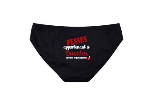 Générique Culotte Femme Personnalisée Humour – Fesses Appartenant à Prénom – Lingerie...