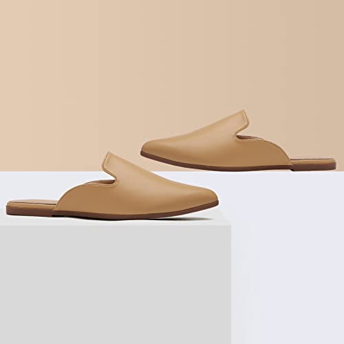 Tilocow Mules For Women Flats Pointed Toe Slip On Backless Loafers Flat Mule Business Casual Shoes Slides #TOP4