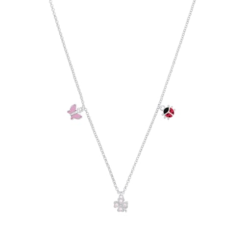 Prinzessin Lillifee Kette mit Anhänger 925 Sterling Silber Mädchen Kinder Halsschmuck, mit Zirkonia synth., 35+3 cm, Silber, Schmetterling, Kommt in Schmuck Geschenk Box, 2037943