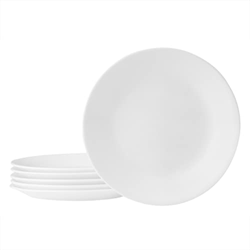 CORELLE Winter Frost Glass Dinner Plates- Set of 6 (26 cm) | White | Lightweight & Durable | Made of Vitrelle Glass | Microwave & Dishwasher Safe | Elegant Design | Perfect for Dining or Gifting