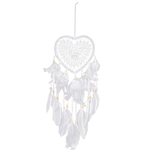 GTYHH 1 Attrape Rêve Blanc, Pendentif Coeur Creux, Pendentif Plume, Décoration Maison, Pendentif...