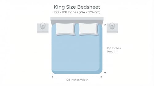 Image of Mafatlal 186 TC Metro Cotton King Size Bedsheet | 108 x 108 Inch| Soft, Breathable & Lightweight |Includes 2 Pillow Covers