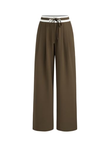 CIDER Women's High Waisted Wide Leg Pants Drawstring Business Casual Dress Pants Trendy