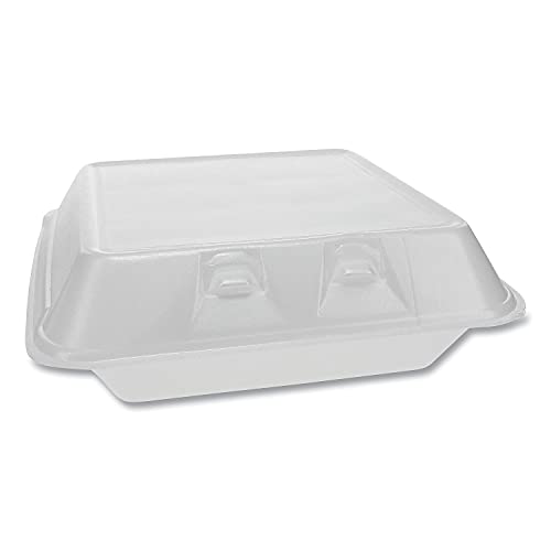 Pactiv Yhlw09010000 Foam Hinged Containers, Large, 9 X 9.13 X 3.25, 1-Compartment, White #TOP1