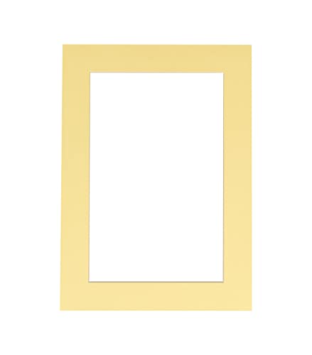 CountryArtHouse Soft Yellow Acid Free 12x16 Picture Frame Mats with White Core Bevel Cut for 8x10 Pictures - Fits 12x16 Frame - One Mat