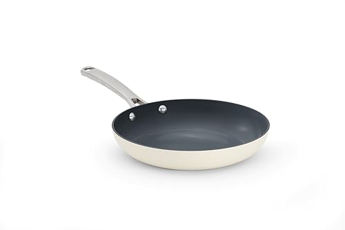 Calphalon Ceramic Nonstick 10 inch Frying Pan, Easy Cleanup Ceramic Pan for Searing, Sauteing, PFAS-Free Cookware, Dishwasher Safe, Metal Utensil Safe, Oven Safe, Flour