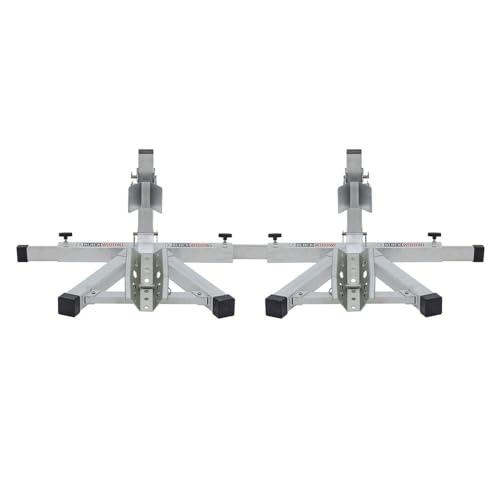 Black Widow Motorcycle Freestanding Wheel Chock Fully Adjustable, No Drill, Strong Lightweight Aluminum for Truck Trailer Garage Showroom - 2 Pack