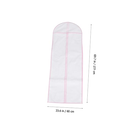 HEALLILY Garment Bag for Wedding Dress Bridal Gown Cover Nonwoven Pink 150cm Long Washable2