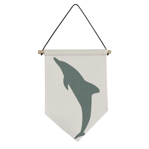 Bannière décorative à suspendre haut de gamme en toile robuste motif dauphin bleu raffiné